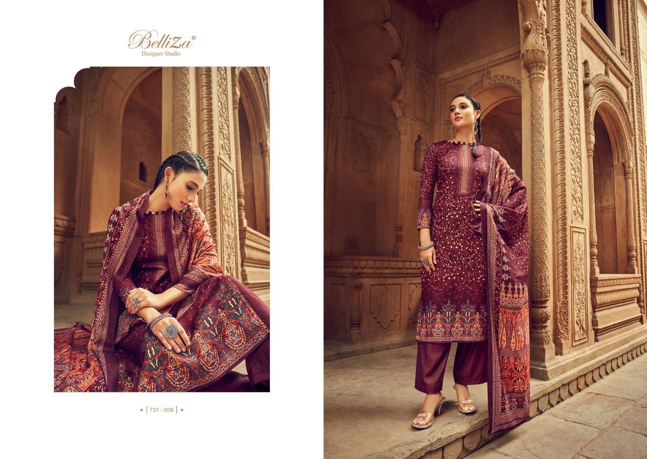 Belliza Nitara New Fancy Wear Printed Pashmina Dress Material Collection 